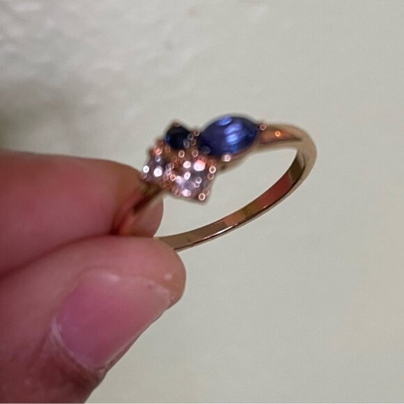 Elegant Blue and Gold Ring Set - Picture 2 of 8